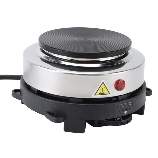 Small Electric Hot Plate, 6 Speed Temperature Adjustable Stainless Steel Tea Pot Burner with Anti Slip Feet Design Electric Burner for Home Hotel Camping RV Use