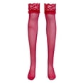 thumbnail image 1 of Gupgi Bas Cuisse Femme Bord Genou Bas Dentelle Transparente Chaussettes, 1 of 3