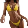 thumbnail image 2 of Micro Bikinis for Women Halter Swimsuit Cutout String Tie Drawstring High Cut Bathing Suit, 2 of 7