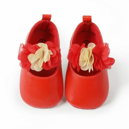 

kpoplk Toddler Girls Shoes Girls Single Shoes Floral First Walkers Shoes Toddler Sandals Princess Shoes Toddler Sandals(Red)