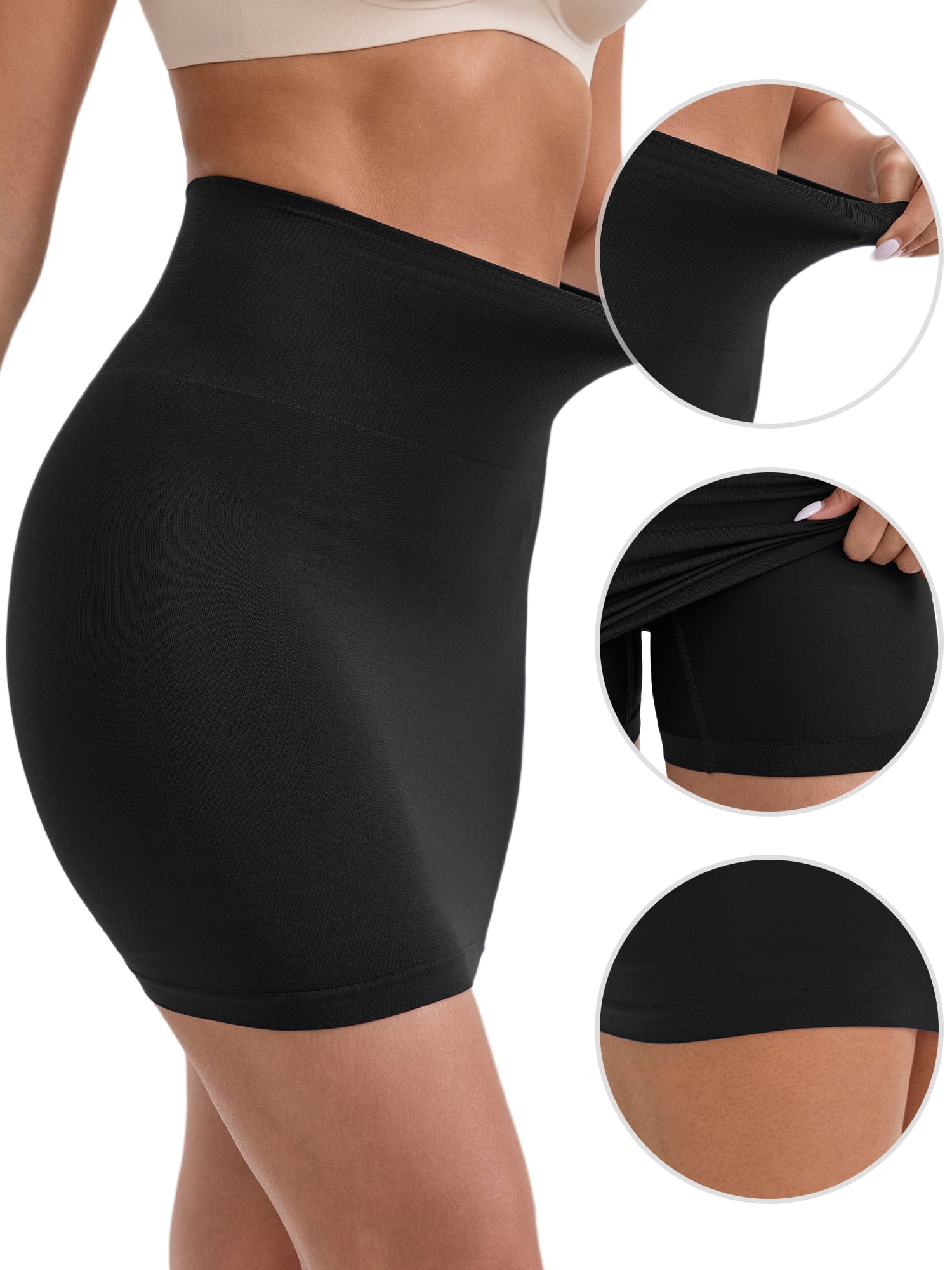 DARING DIVA Women's with Leggings Tummy Control High-Waisted Half Slip M Black