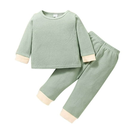 

Fsqjgq Baby Swaddles for Girls Toddler Baby Boys Girls Soft Long Sleeve Solid Casual Tops Pullover Pants 2Pcs Clothes Set Outfits Baby Clothes Monogrammed Cotton Blend Mint Green 4-5Y