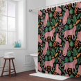 thumbnail image 6 of Pink Leopard Shower Curtain for Bathroom Decor, Green Palm Leaf Waterproof Fabric Shower Curtain, 36"x78" Set with 12 Hooks, 6 of 9