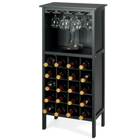 Gymax 20 Bottles Wood Storage Cabinet Wine Rack Display Home Bar W Wood Storage Cabinet Wine Rack Display