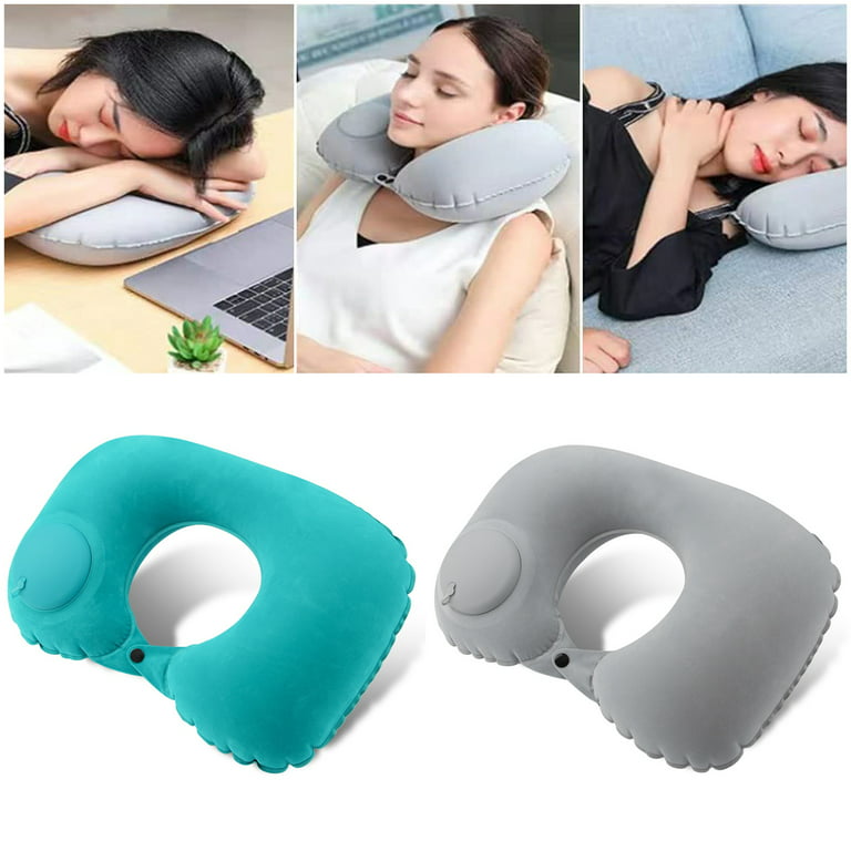 D-GROEE 2Pcs Ultralight Neck Pillow Travel Pillow Inflatable, Press Type  Portable Neck Support Pillow for Airplane,Neck Travel Pillow for Adults and  Kids in Airplanes, Office Napping, Cars 