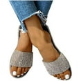 thumbnail image 3 of Womens Flat Sandals  Round Open Toe Slip On Slides  Slippers for Summer, 3 of 5