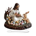 thumbnail image 3 of Easter Rabbit Eggs Decorations Spring Easter Centerpieces Cartoon Cute 2D Acrylic BunnyEgg Flower Figurines Table Ornament for Farmhouse Home Kitchen Easter Party,Birthday Gifts, 3 of 8