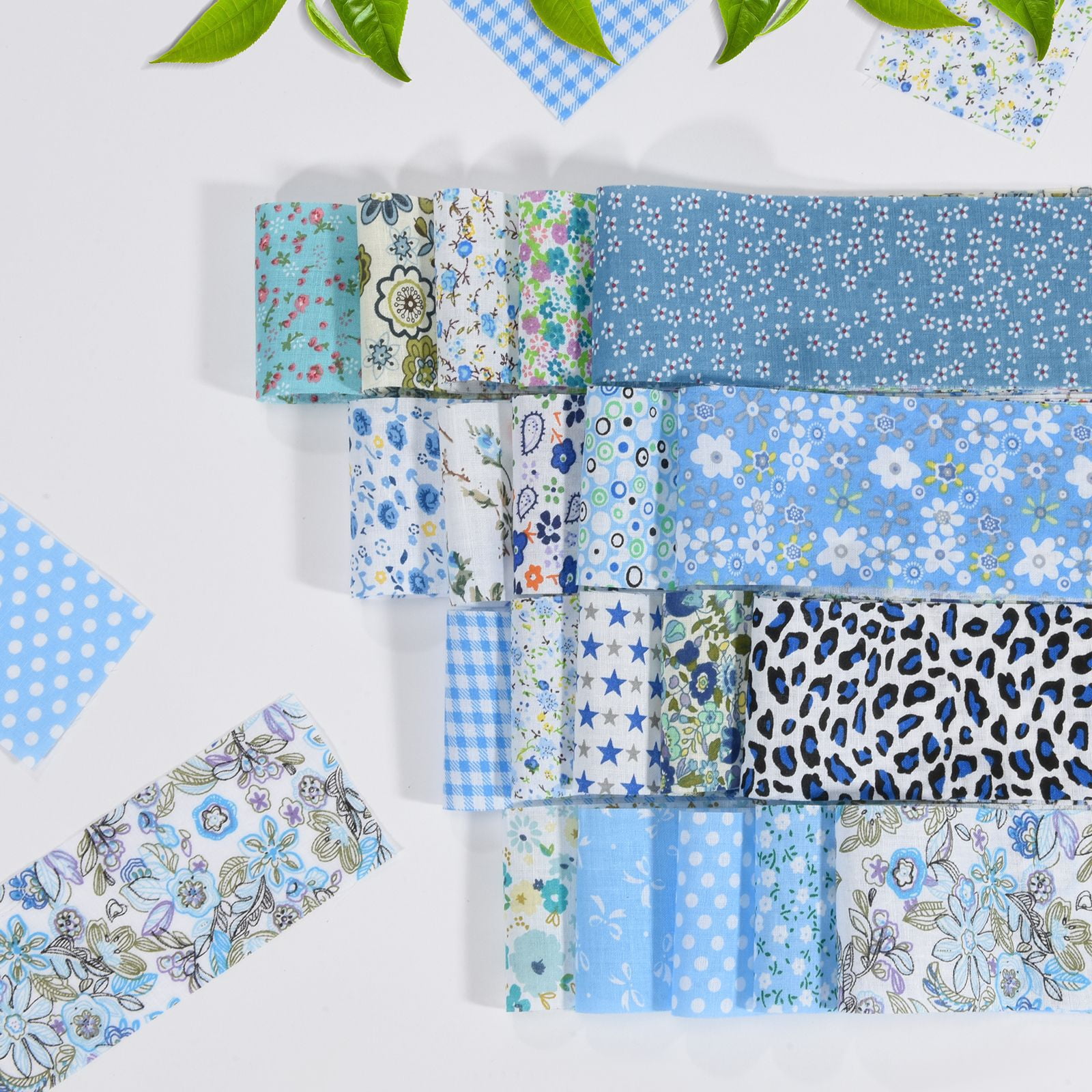 40 Pcs Jelly Roll Fabric Strips for Quilting Fabric, Sewing Supplies & DIY Crafts-2.6 Inch Precut Cotton Fabric Bundles, Perfect for Quilt Projects,Floral Patchwork Blue
