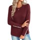 thumbnail image 1 of VISgogo - Camiseta holgada informal para mujer, color sólido, cuello redondo, manga larga, puños recortados con botones VISgogo  moda, 1 of 9