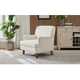 thumbnail image 4 of Lisonu Cozy Reading Armchair, Vintage Upholstered Linen Accent Chair with Rolled Arms and Solid Wood Legs for Living Room, Cream, 4 of 21