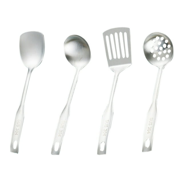 Espátula y cucharón para Wok, cuchara espumadera, espátula ranurada, juego de utensilios de cocina de acero inoxidable 304, herramientas de cocina de 4 piezas, accesorios para Wok