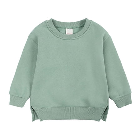 ZyeKqe Toddler Baby Clothes Crew Neck Spring Long Sleeve Unisex Girls Boys Solid Color Sweatshirts Kids Clothing