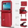 thumbnail image 5 of Allytechgroup for Motorola Razr+ 2024 Wallet Case, Stylish Practical Protective Premium PU Leather Cards Slots Hand Wrist Crossbody Strap Phone Case for Motorola Razr+ 2024, Red, 5 of 6