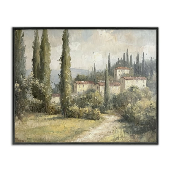 Stupell Industries Villa Hidden in Trees Landscape & Nature Painting Black Framed Art Print Wall Art, 14 x 11