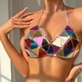 thumbnail image 4 of Kilaqueen Sparkly Sequin Bras for Women Spaghetti Strap Halter V Neck Bikini Tops Fashion Sexy Club Party Festival Outfits, 4 of 8
