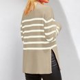 thumbnail image 6 of Women's Casual Striped Loose Round Neck Pullover Sweater for Fall Winter Striped Patterns,Beige,L, 6 of 6