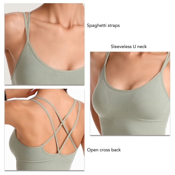 Cross Beauty Back, Sujetador Deportivo Cómodo Cuello En U Anillo De Acero Transpirable Para Uso Diario Para Mujeres ANGGREK Verde S
