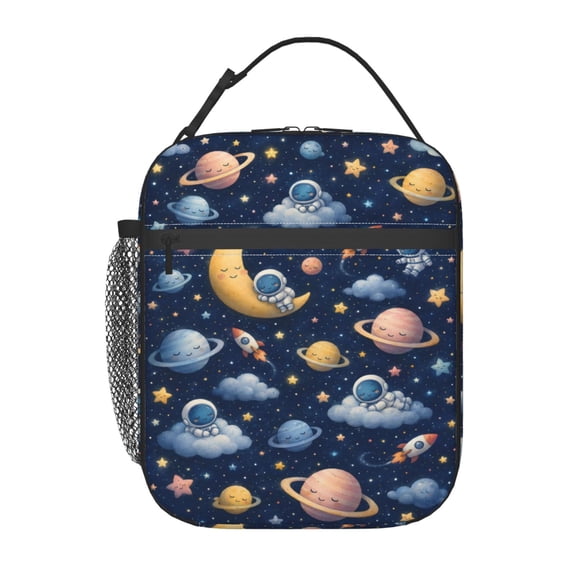 Space Cute Sleeping Lunch Bag Reusable Thermal Lunch Box with Handle for Women and Men