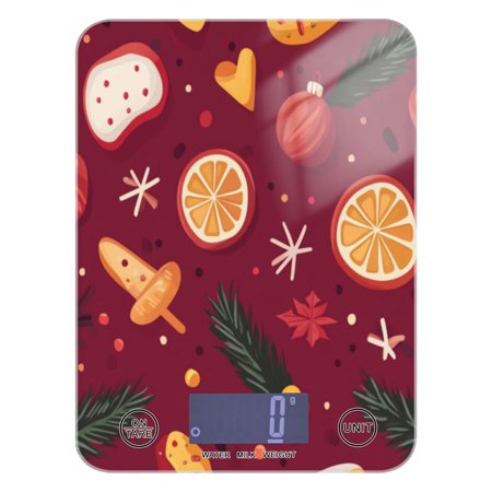 

Kitchen Electronic Scale Food Scale 7.68x5.71 inch Multifunctional Digital Kitchen Scale Tempered Glass Decorative Baking Cooking Meal Preparation Christmas Style Fruit
