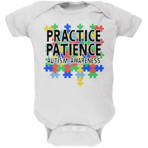 Autism Awareness Practice Patience Soft Baby One Piece White 18-24 M