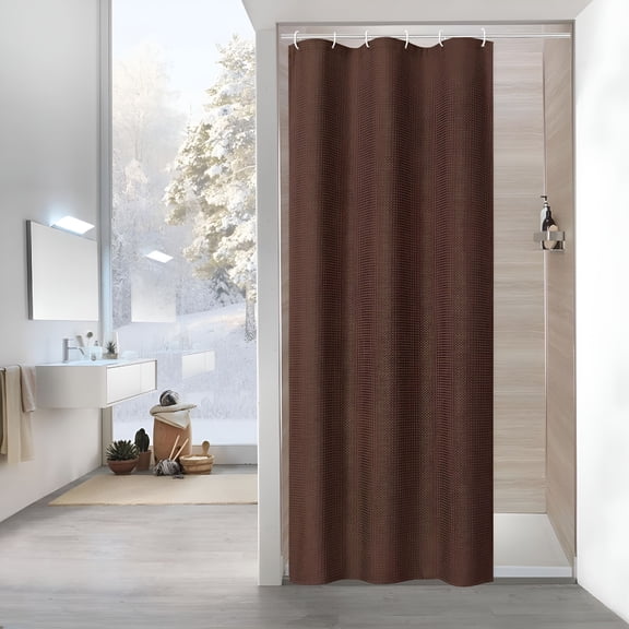 AUQ 2026 New Waffle Small Stall Shower Curtain 36 X 72,Half Size Fabric Narrow Shower Curtains for Bathroom Decor,36" Weighted Shower Curtain Set with Plastic Hooks