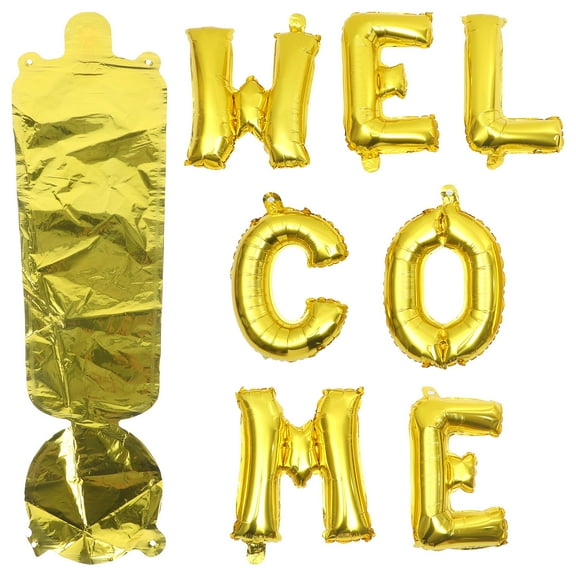 QIFULL Welcome Balloons Golden Foil Letter Design 1 Set