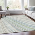 thumbnail image 3 of HomeRoots 677485 5 x 8 ft. Ivory Green & Beige Striped Washable Machine Made Rectangle Area Rug with UV Protection, 3 of 7