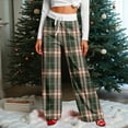 thumbnail image 2 of Women Winter Soild Color Pants Full Length Long Trousers Sports Pants with Plaid Print and Drawstring for Comfortable and Chic Look,Army Green,M, 2 of 8
