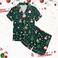 thumbnail image 5 of sdbrld Kids Girls Christmas Pajama, 2Pcs Soft Stretch Button Down Pjs Short Sleeve Sleepwear and Shorts Matching Set Sizes 6-7 Years, 5 of 5