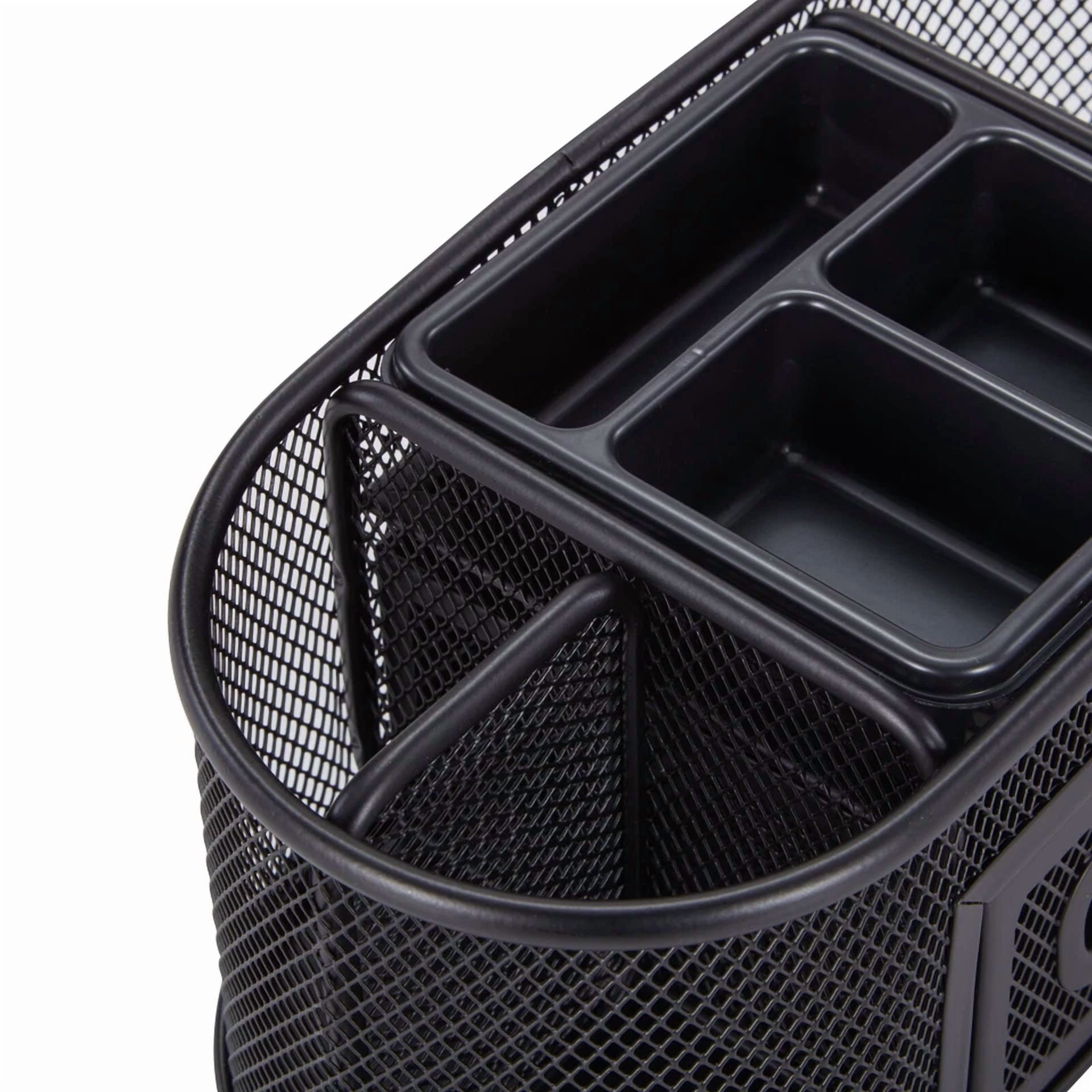 Metal Mesh Desktop Organizer 8 Compartment Storage Pen Pencil Box Open Drawer Us