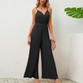 thumbnail image 2 of WREESH Womens Business Casual Jumpsuit Fashion Casual Solid Color Jumpsuit Black, 2 of 7