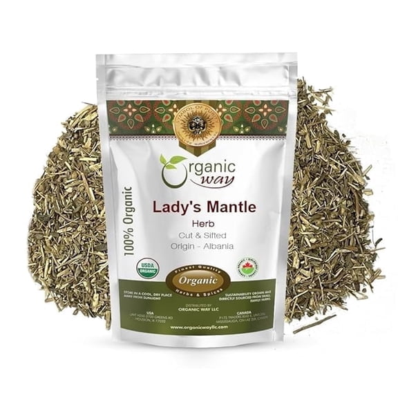 Organic Way Lady's Mantle Herbal Loose Leaf Tea – Cut & Sifted, Caffeine-Free, Premium 2 oz Pack