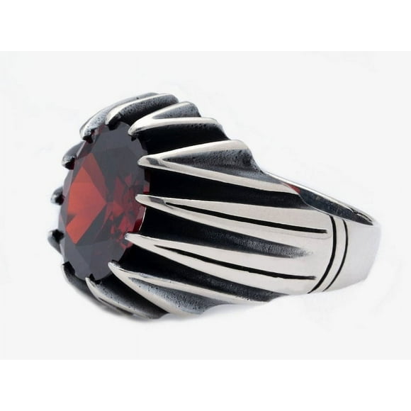 Handmade Red Garnet Ring / Handmade Garnet Jewelry / Red Garnet / Natural Stone Ring / Gift for Husband / Boyfriend Gift / Birthstone Gift