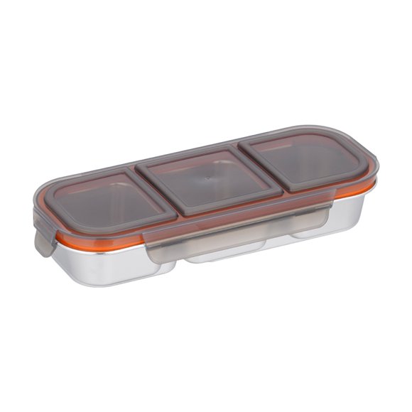 Stainless Steel Bento Box With Lid Compartment And Built-in Utensil Storage 10.31 in x 4.06 in x 1.57 in