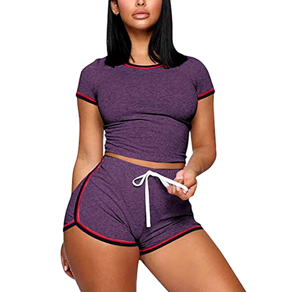 Triskye Womens Casual Sportswear Set Fitness Outfit Tracksuit Sleeveless Tank Tops+Short Pants Ladies Shirts Blouse