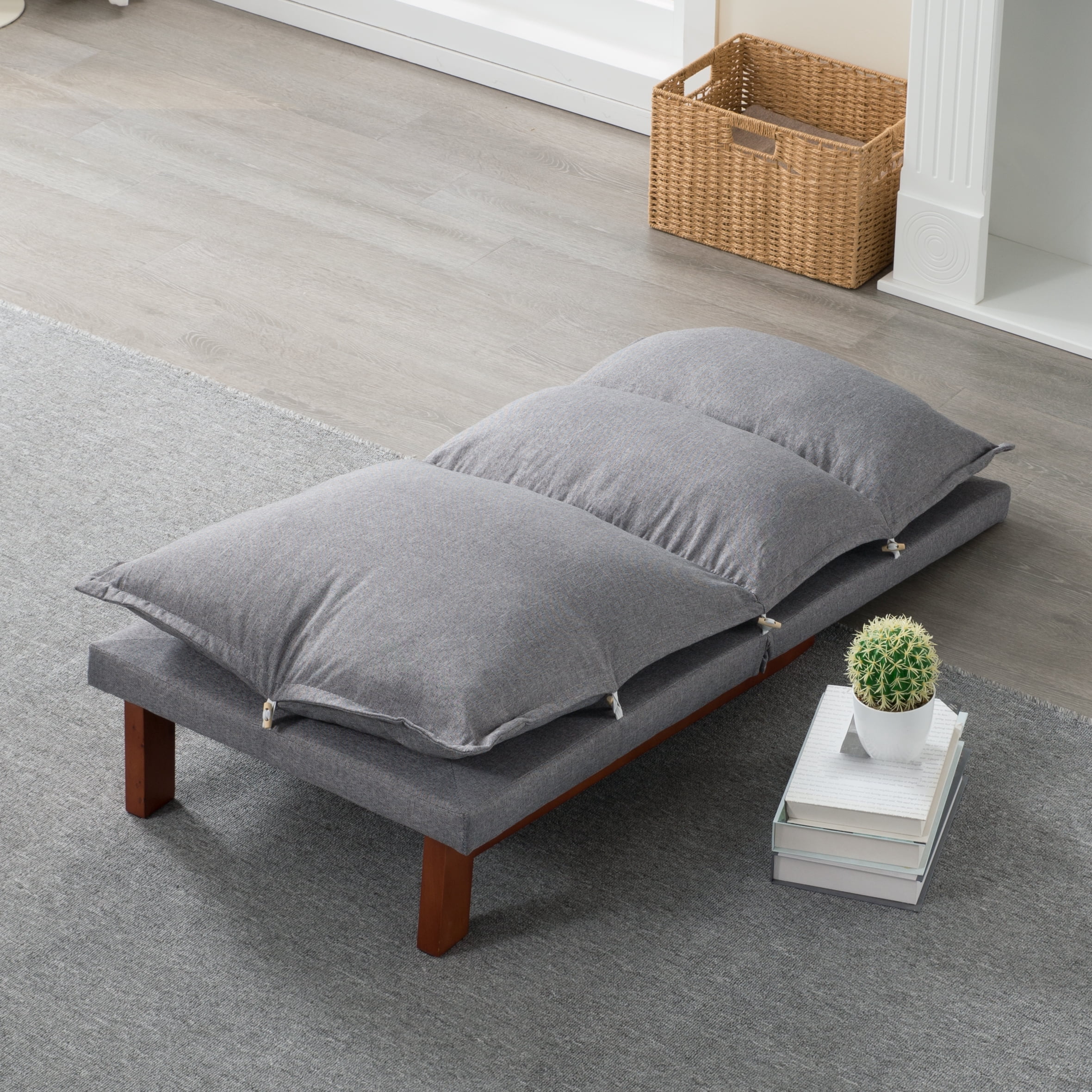 Gewnee Tatami Floor Recliner Chair - 5-Position Adjustable Lounge Chair with Solid Wood Frame,Linen Fabric & High-Density Sponge,Easy Assembly for Living Room,Bedroom,Game Room