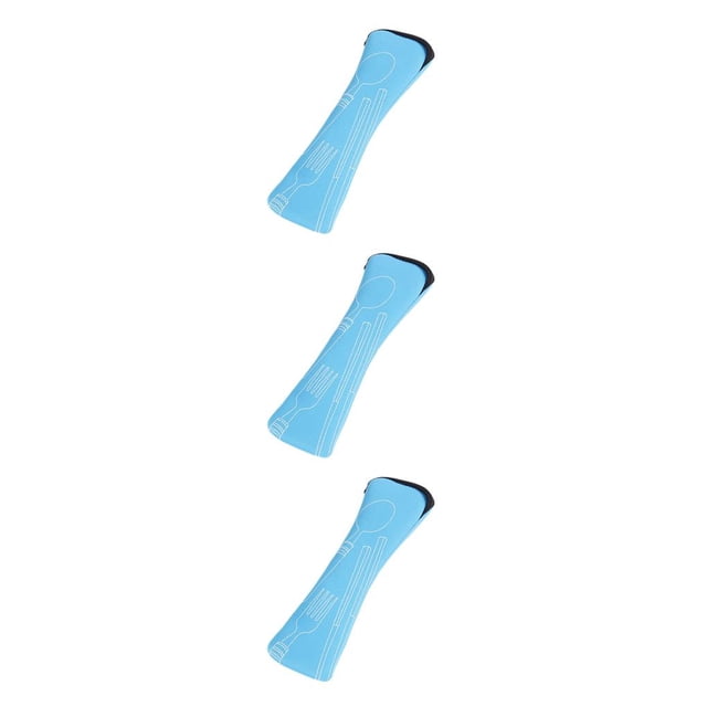 Monstrate Soportes para vajilla Bolsa de vajilla para exteriores Estuche para estudiantes Bolsas Estuches Azul Azul 3piezas