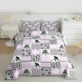 thumbnail image 2 of Feelyou Eat Sleep Hockey Bedding Comforter Set for Teen, Ice Hockey Lover Twin Comforter Sets, Plum Square Checkered Reversible Bedding Set, Lightweight Room Decor, 2pcs, 2 of 8