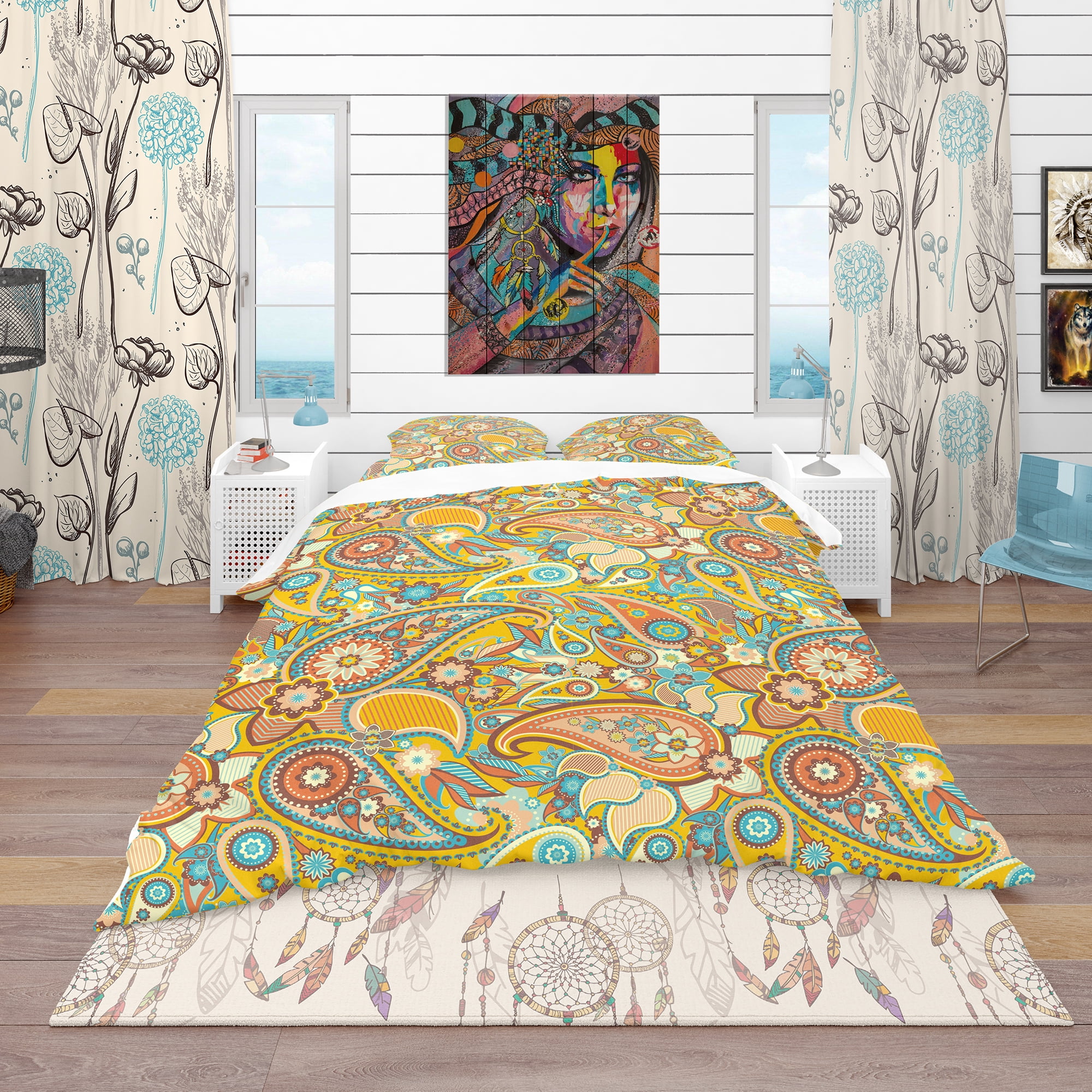 Designart 'Pattern Paisley' Vintage Duvet Cover Set