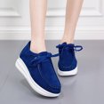 thumbnail image 2 of Lovskoo 2024 Women's Platform Shoes Solid Color Lace-Up Wedge Loafers Comfort Shoes Blue, 2 of 7