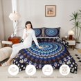 thumbnail image 3 of Homewish Boho Peacock Mandala Twin Comforter Sets,Retro Floral Bedding Set,Navy White,Navy Blue Reversible,2pcs,1 Comforter and 1 Pillowcase, 3 of 7