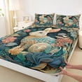 thumbnail image 4 of Erosebridal Cartoon Animal Rabbit Full Size Sheets 4-Piece For Teens,Boys Girls Bohemian Chic Flowers Bed Sheets, 4 of 5
