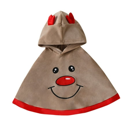 

Toddler Boys Girls Christmas Cartoon Deer Fancy Party Robe Kids Cloak Warm Outwear For 12-18 Months