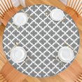 thumbnail image 2 of Gray and White Geometric Lattice Pattern Round Fitted Tablecloth with Elastic Edge,Dining Table Cover Waterproof,Outdoor Round Tablecloth for Camping,Dining,Indoor and Outdoor, 2 of 7