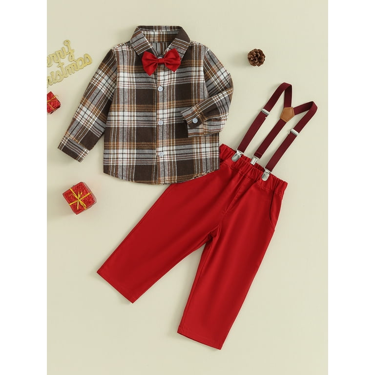 Qtinghua Toddler Baby Boy Gentleman Formal Suit Plaids Button Long