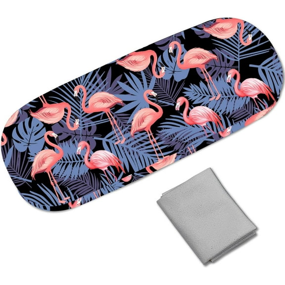 PU Leather Hard Shell Glasses Case with Iron & Flocking for Eyeglass Sun Glasses Protector Flamingo Shape 162x62x39mm
