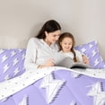thumbnail image 4 of Erosebridal Abstract Lightning Pattern Twin Comforter Sets,Purple And White Bedding Set For Girls Boys, Reversible 2-Piece, 4 of 7