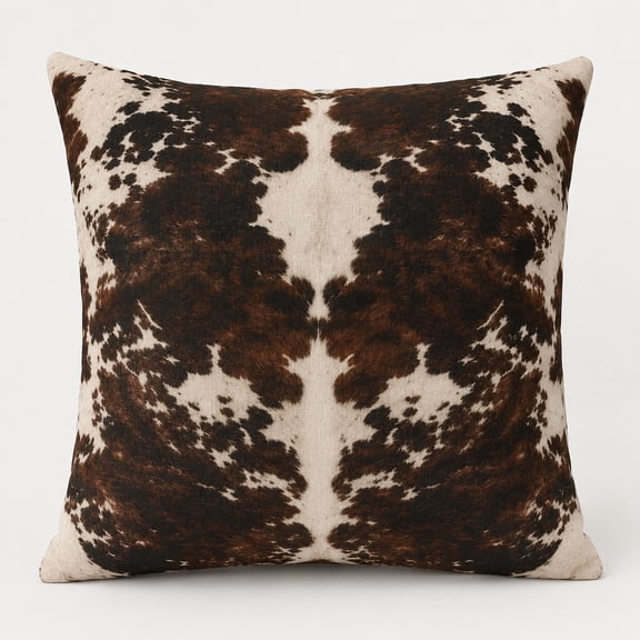 Cowhide Print Square Throw Pillow Cover, One-Side Printed Decorative Cushion Cover, 18x18, 20x20, 24x24 in