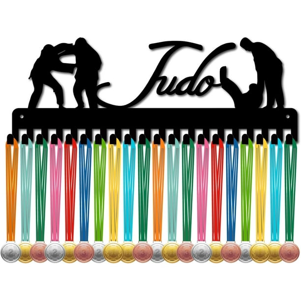 Soporte para medallas de judo, colgadores de medallas, marco deportivo, estante de pared con ganchos de hierro, organizador para cinturones de judo