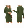 thumbnail image 3 of Vestidos Tipo Suéter Holgados de Otoño con Cuello en V, Larga y por Encima de la Rodilla para Mujer. Verde Oscuro L, 3 of 7